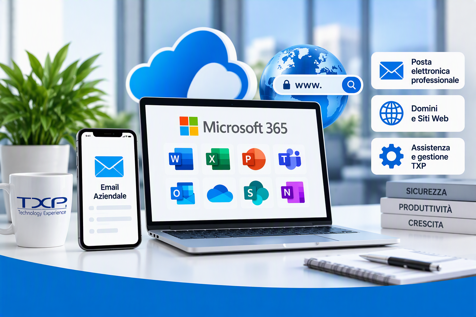 Microsoft 365 per aziende, email professionale e siti web gestiti <span=